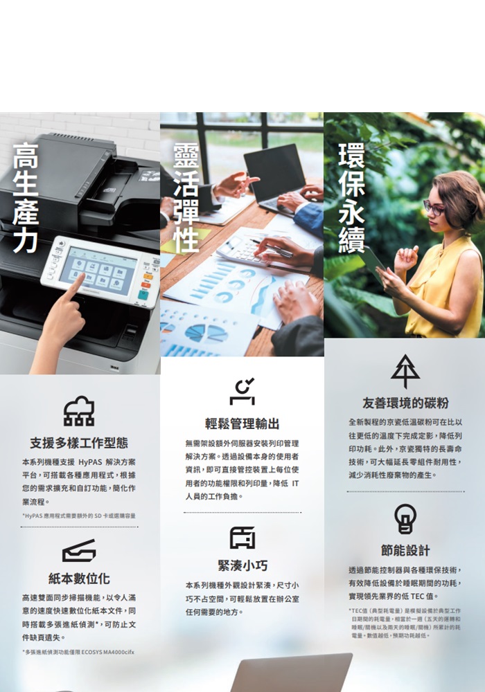 Kyocera ECOSYS MA3500cifx 彩色數位複合機 彩色影印 網路列印 彩色掃描 (傳真 PC-FAX)