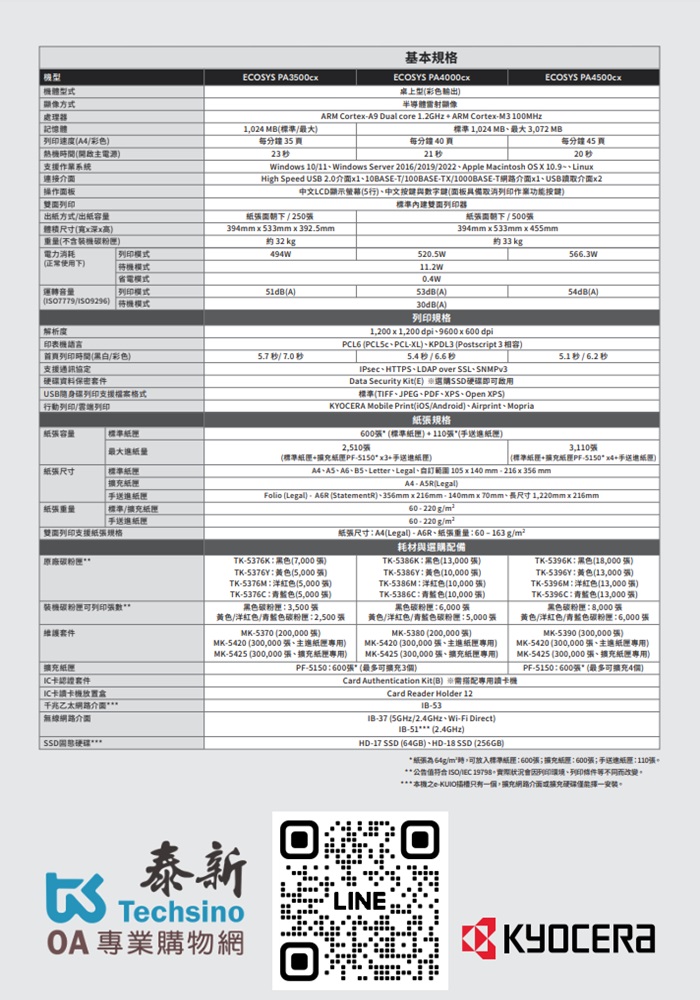 Kyocera ECOSYS PA4500cx 彩色雷射印表機