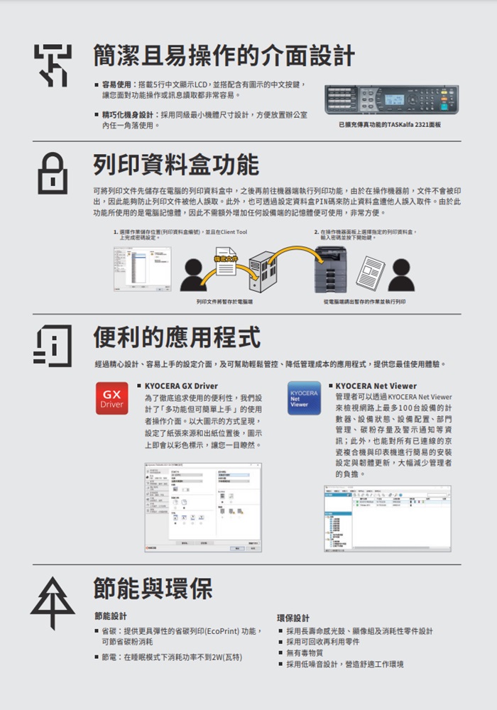 Kyocera TASKalfa 2321數位影印 網路列印 彩色掃描 (傳真 PC-FAX)