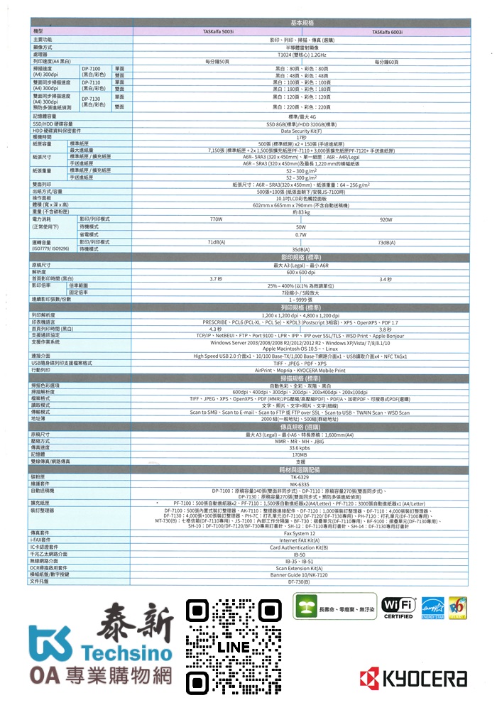 Kyocera TASKalfa 6003i  數位影印 網路列印 彩色掃描 (傳真 PC-FAX)